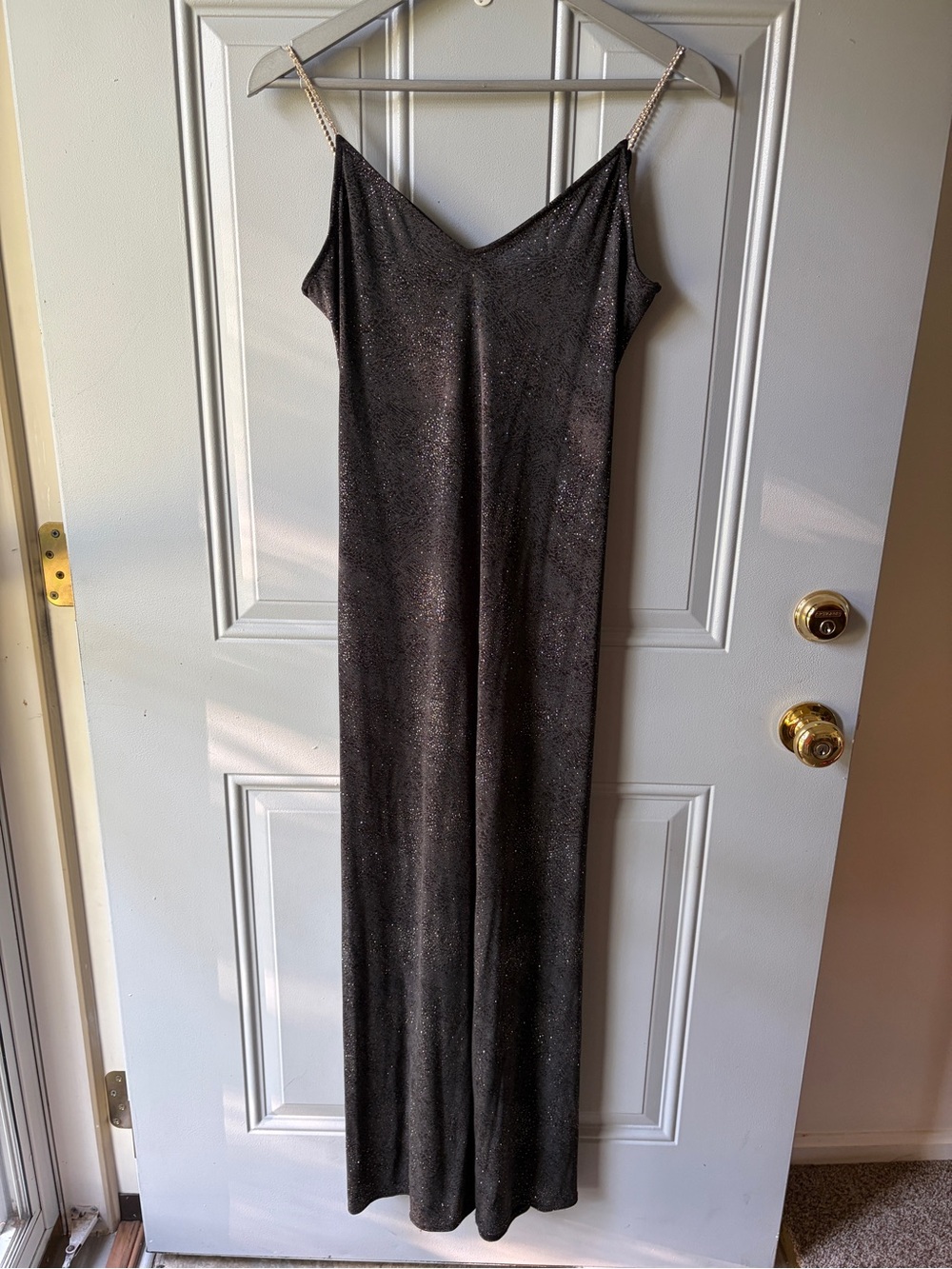 Sparkle Black Slip Dress with Jewel Straps